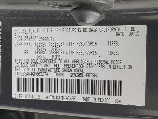 2016 TOYOTA TACOMA DOU #3302766369