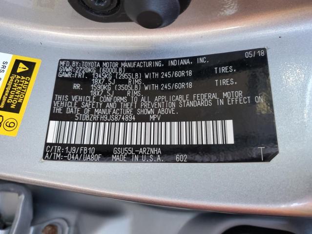 2018 TOYOTA HIGHLANDER #3310317993