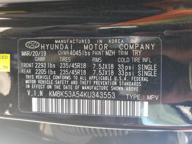 2019 HYUNDAI KONA ULTIM KM8K53A54KU343553