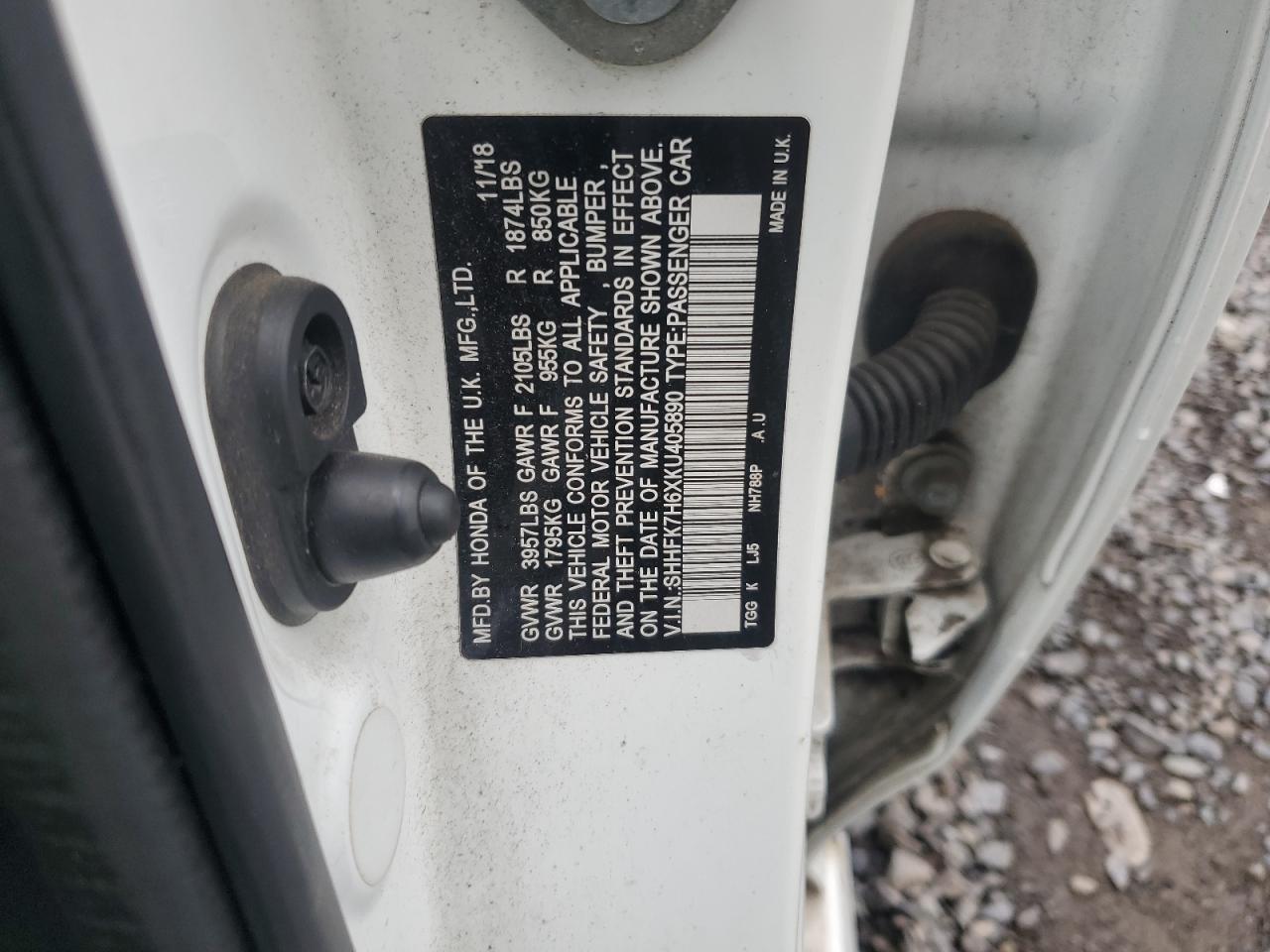 Lot #3302697037 2019 HONDA CIVIC EX