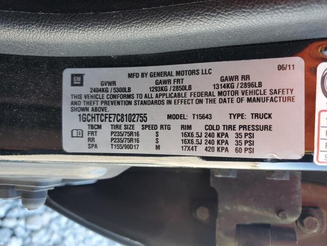 2012 CHEVROLET COLORADO L - 1GCHTCFE7C8102755