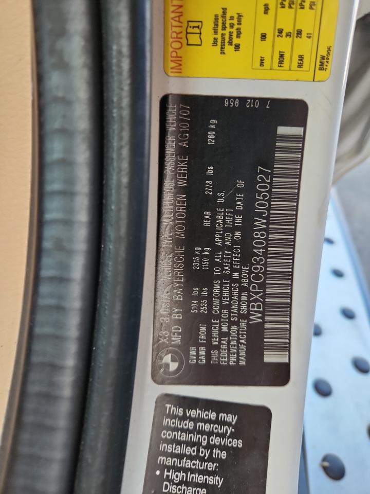 Lot #3282452274 2008 BMW X3 3.0SI