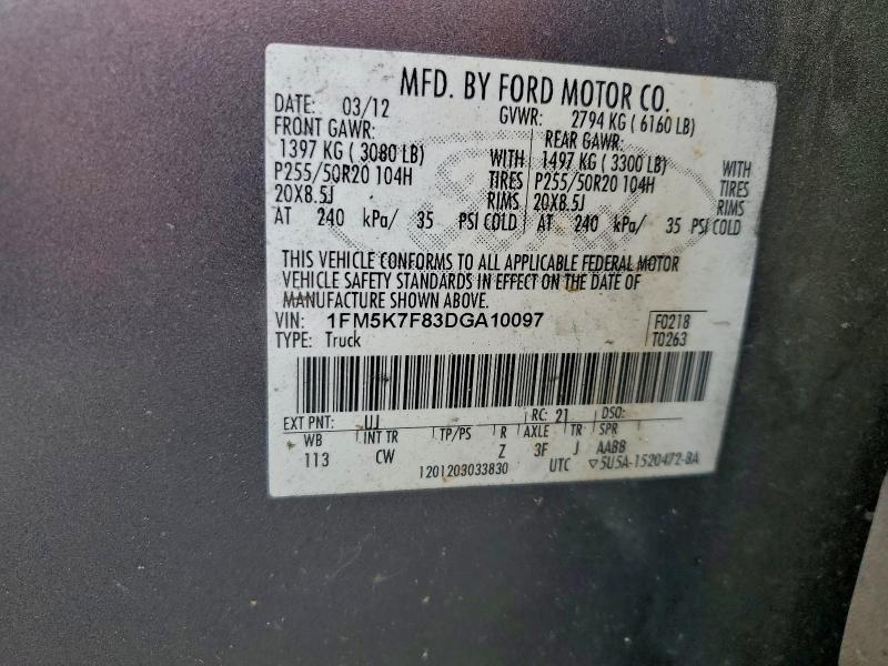 2013 FORD EXPLORER L #3296827976