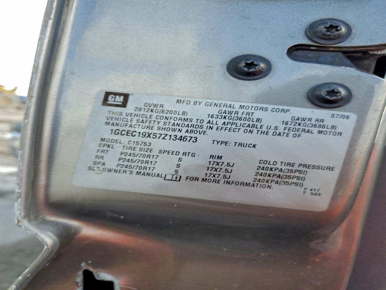 Lot #3298116126 2007 CHEVROLET SILVERADO