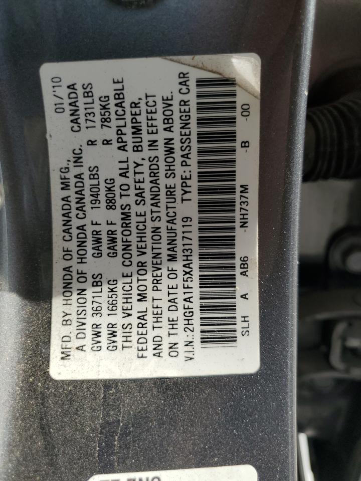 Lot #3302890956 2010 HONDA CIVIC LX