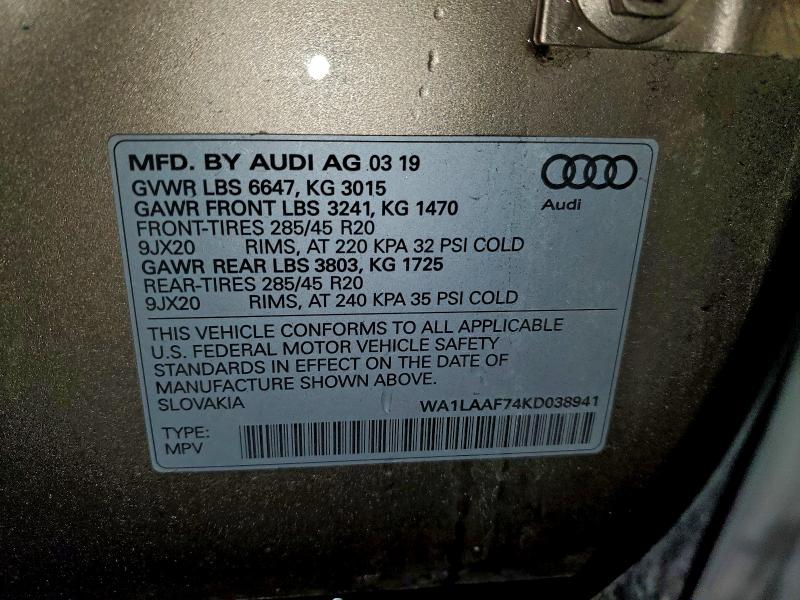 2019 AUDI Q7 PREMIUM #3304766967