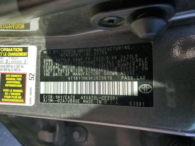 2019 TOYOTA CAMRY L #3303748419