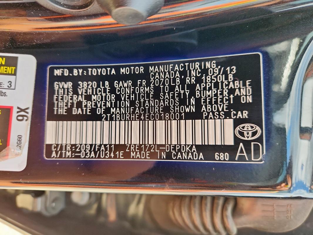 2014 TOYOTA COROLLA L #3297340831