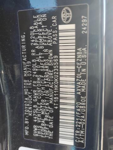 2019 TOYOTA CAMRY L #3297903772