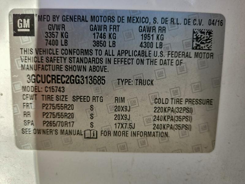 2016 CHEVROLET SILVERADO #3297860804