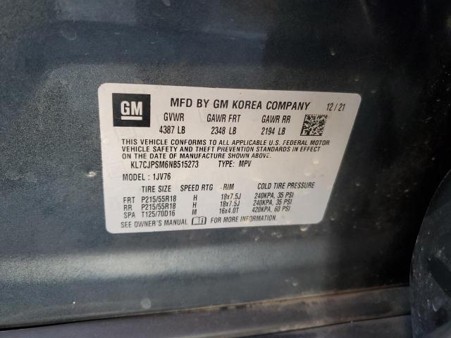 2022 CHEVROLET TRAX 1LT #3301605709