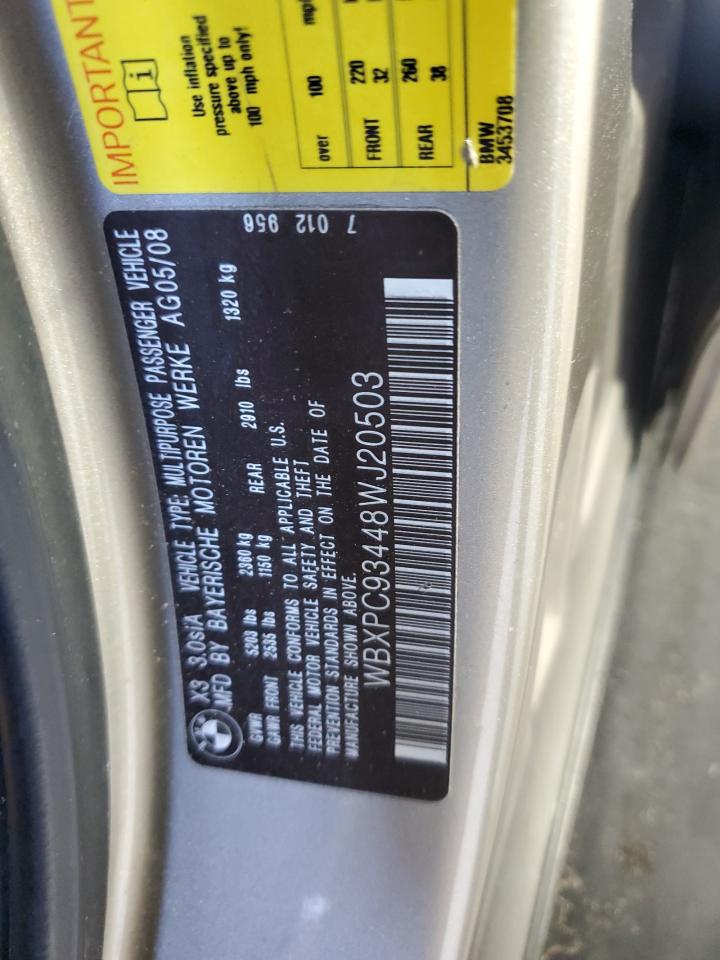 Lot #3297119504 2008 BMW X3 3.0SI