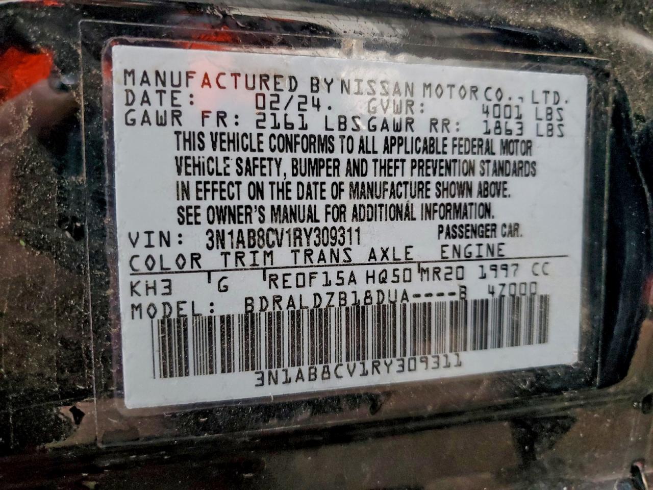 Lot #3303610930 2024 NISSAN SENTRA SV