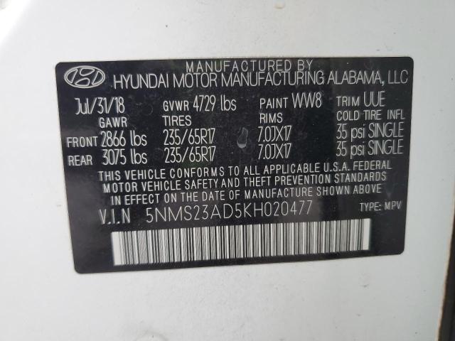 2019 HYUNDAI SANTA FE S 5NMS23AD5KH020477