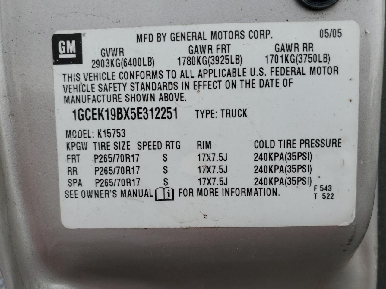 Lot #3282420268 2005 CHEVROLET SILVERADO