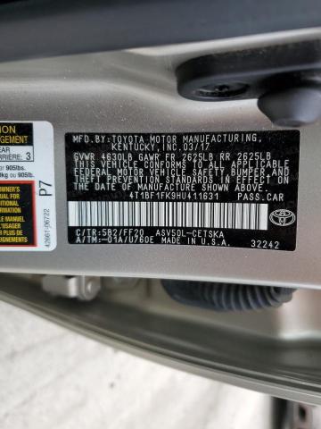 2017 TOYOTA CAMRY LE #3309505565