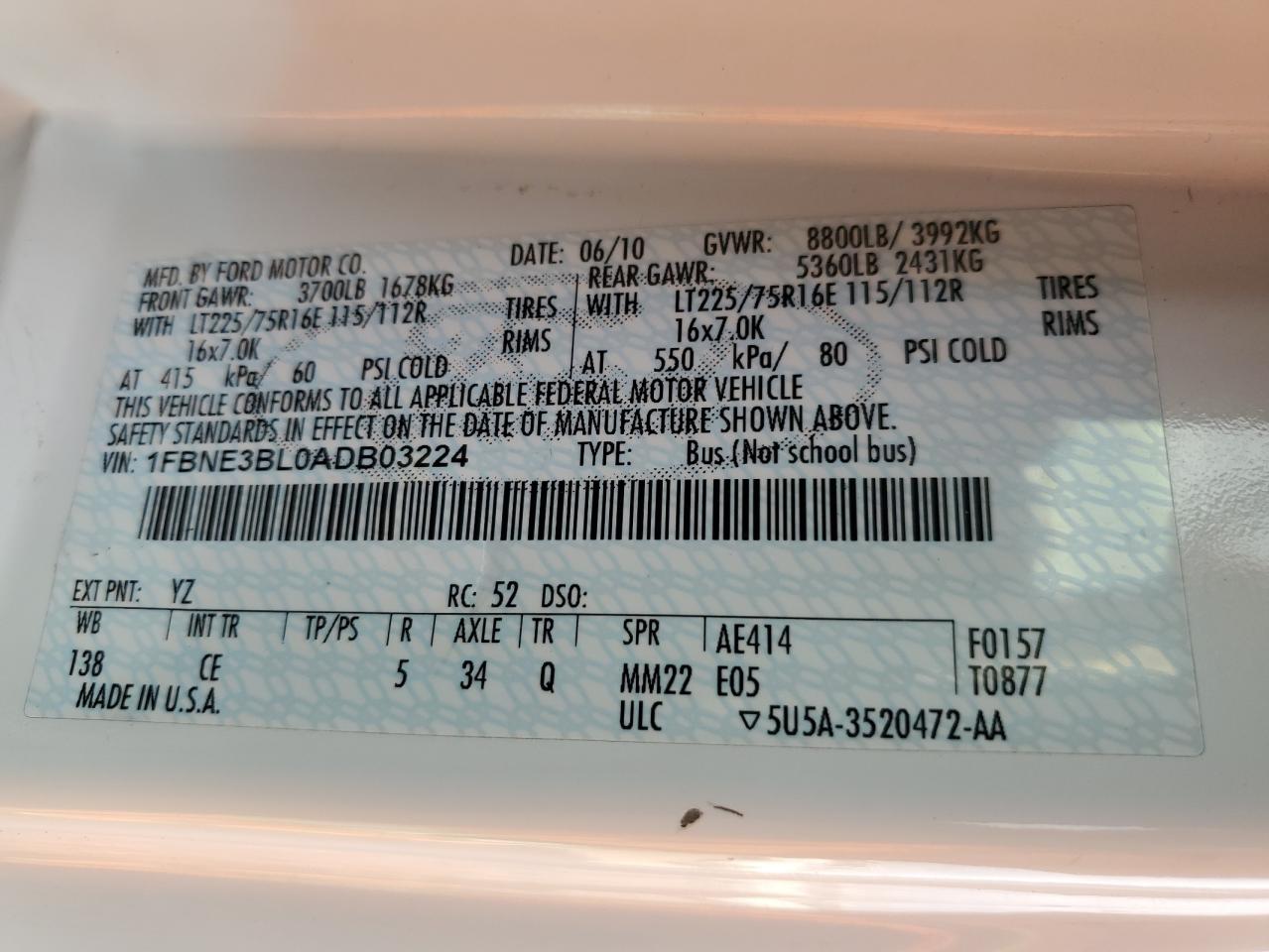 FORD ECONOLINE E350 SUPER DUTY WAGON