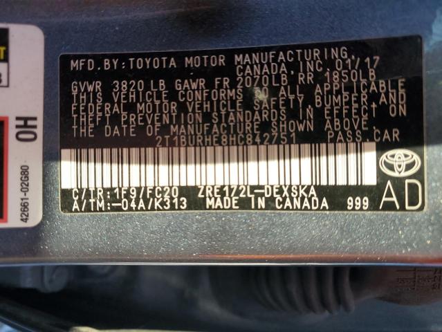 2017 TOYOTA COROLLA L 2T1BURHE8HC842751