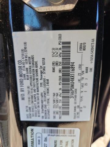 2019 FORD FUSION SEL #3285907567