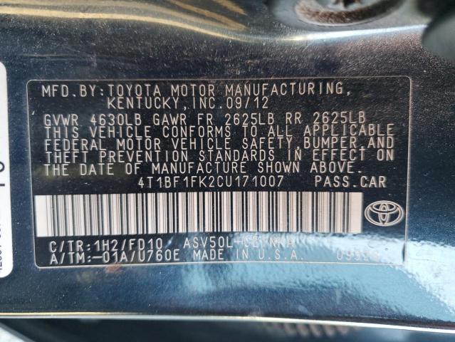 2012 TOYOTA CAMRY BASE #3302766402