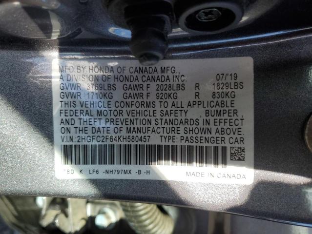 2019 HONDA CIVIC LX - 2HGFC2F64KH580457