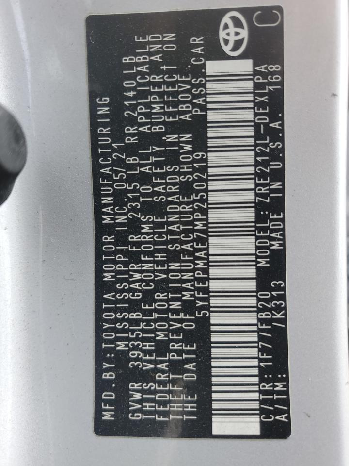 Lot #3301847353 2021 TOYOTA COROLLA LE