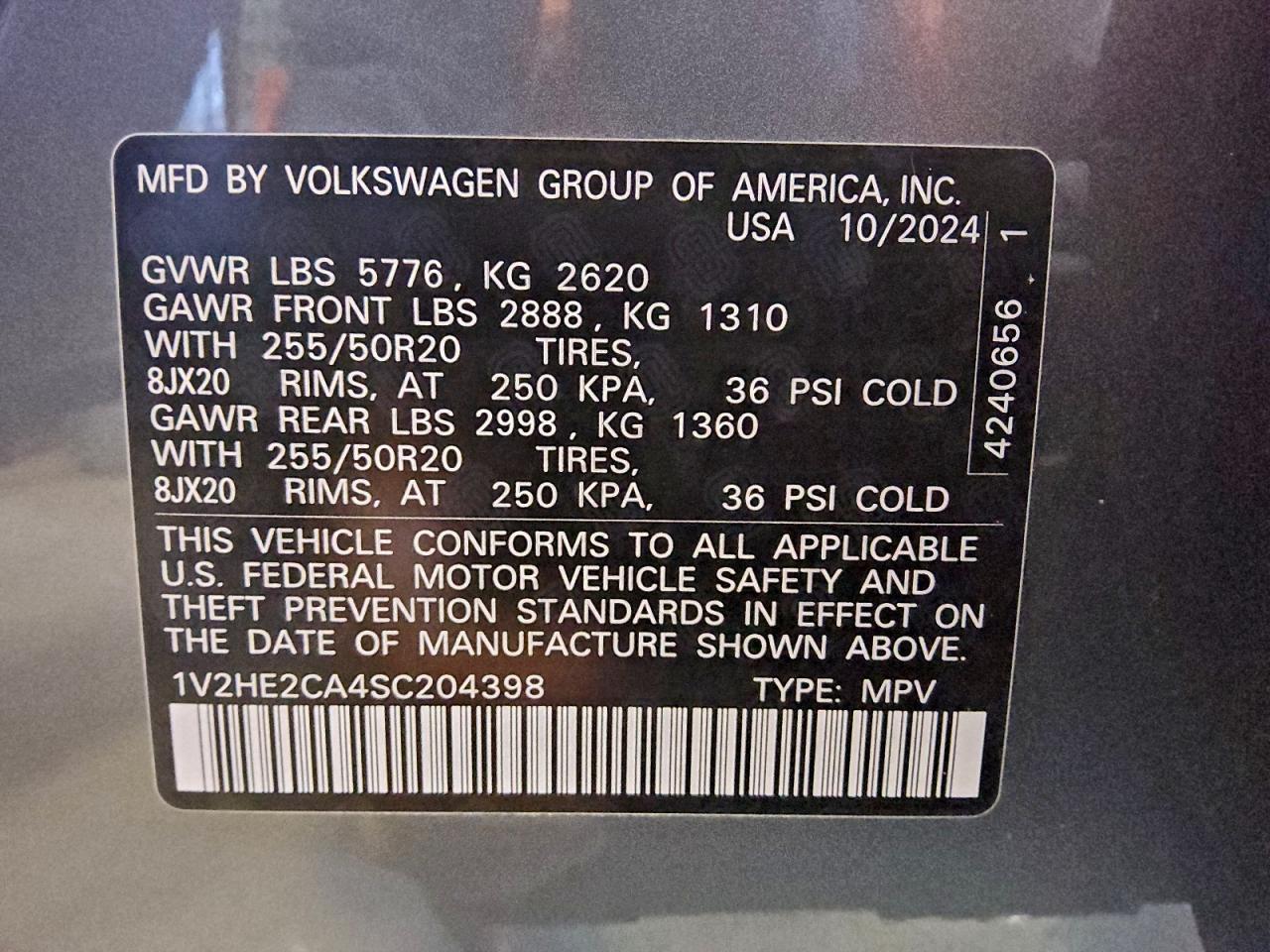 Lot #3311586826 2025 VOLKSWAGEN ATLAS CROS