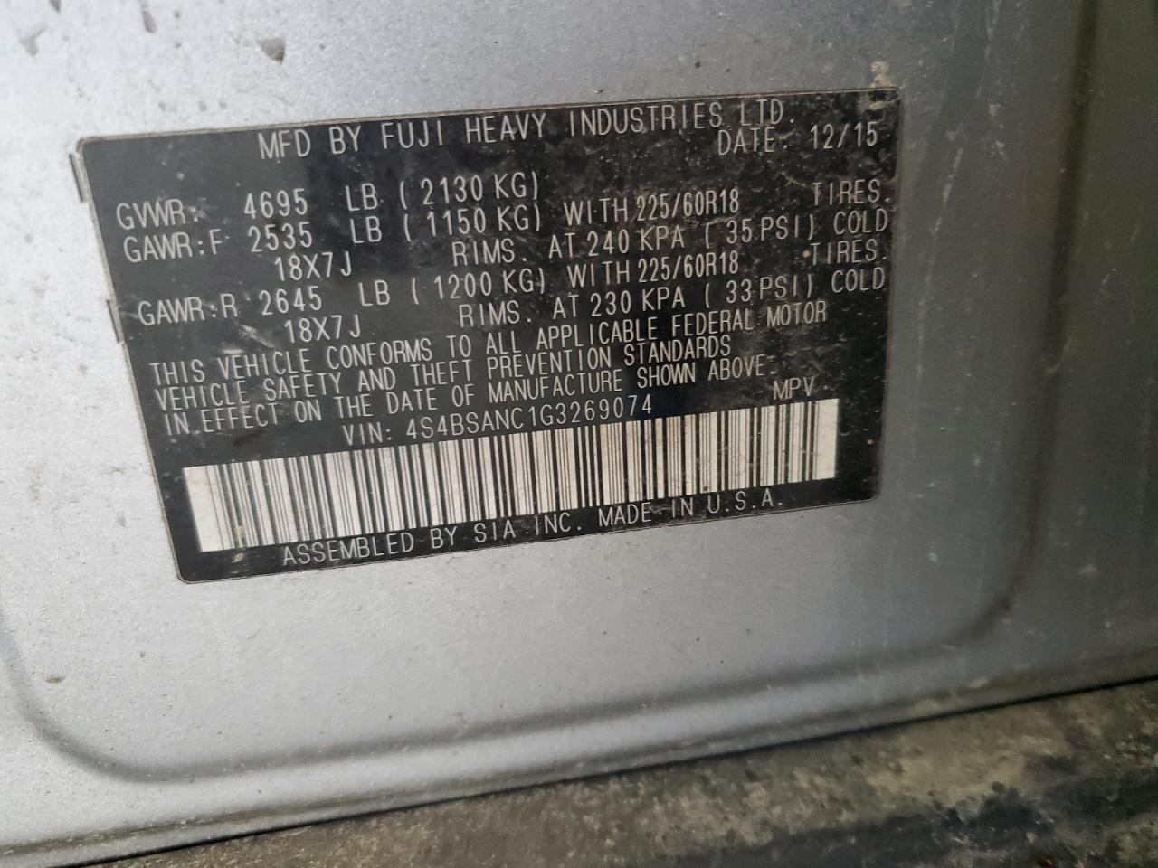 SUBARU OUTBACK 2.5I LIMITED