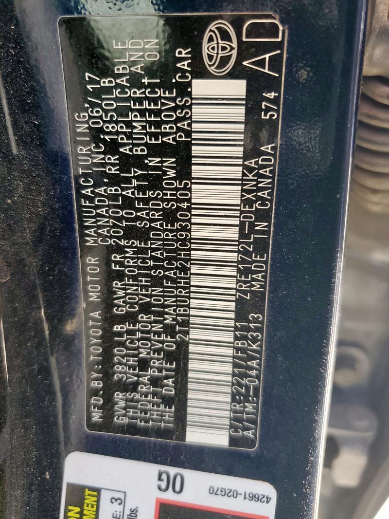 2017 TOYOTA COROLLA L - 2T1BURHE2HC930405