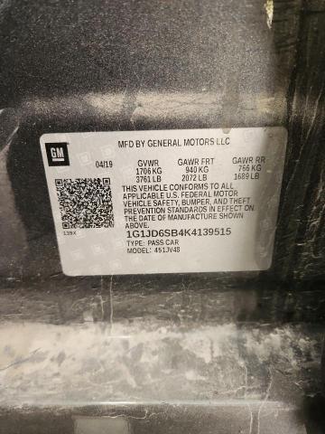 2019 CHEVROLET SONIC LT - 1G1JD6SB4K4139515