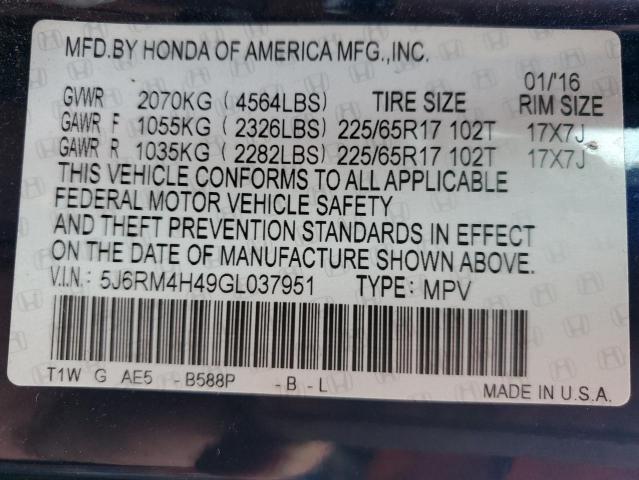 2016 HONDA CR-V SE - 5J6RM4H49GL037951