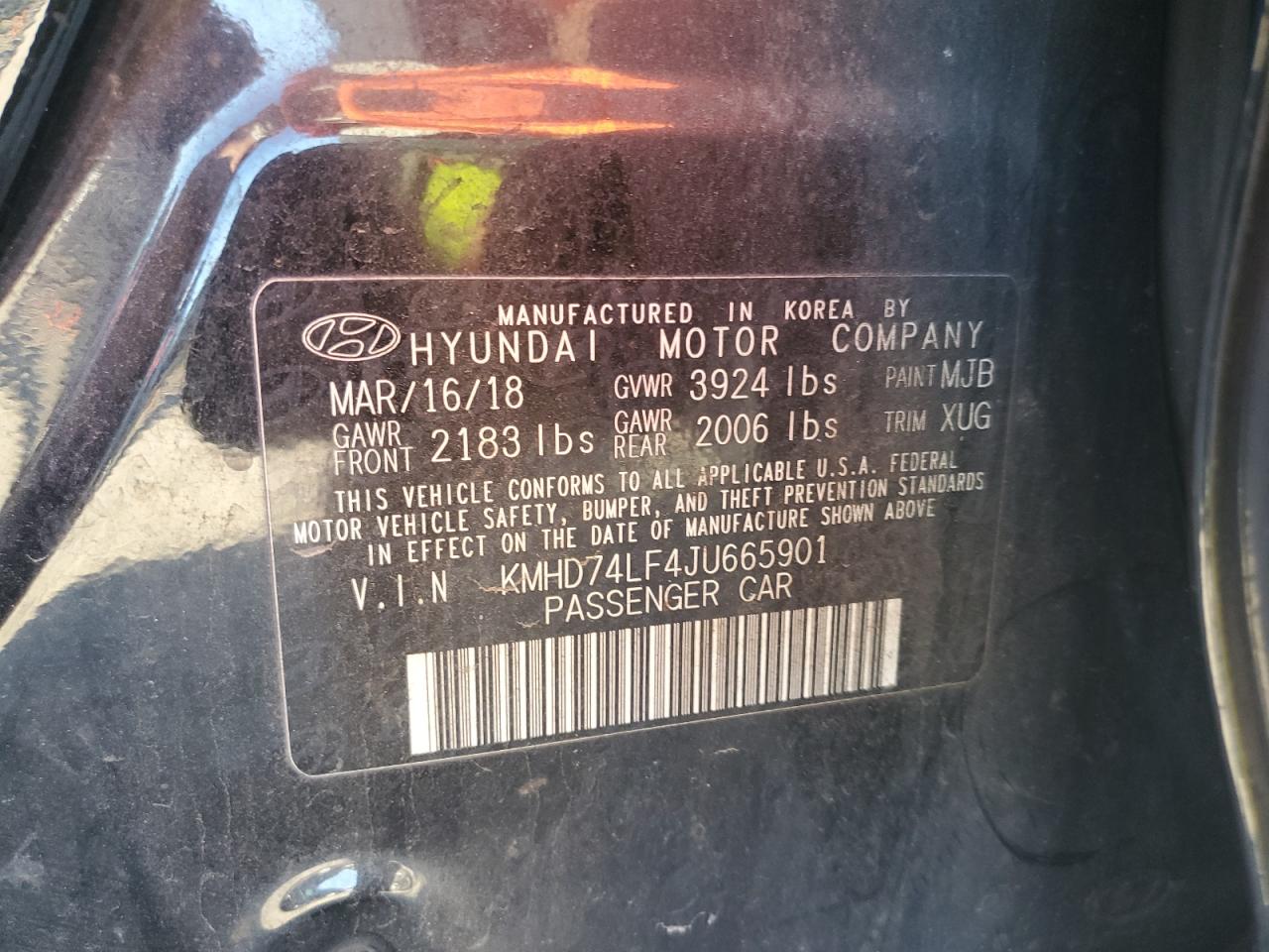 Lot #3316066293 2018 HYUNDAI ELANTRA SE