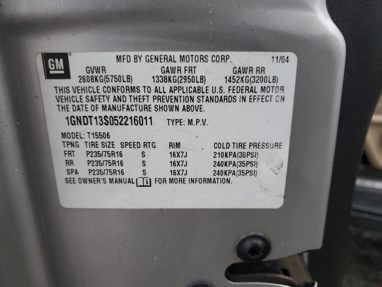 Lot #3290214240 2005 CHEVROLET TRAILBLAZE