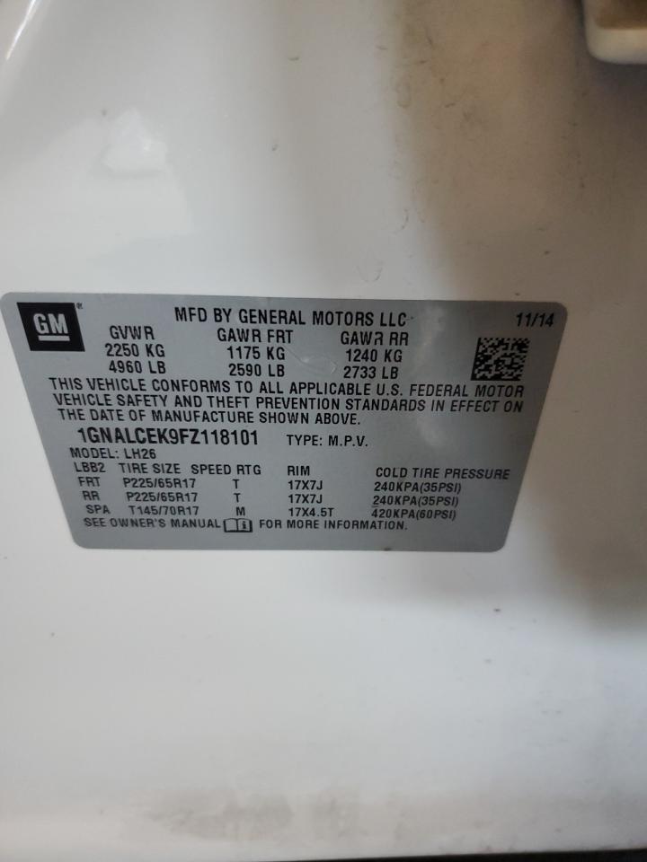 Lot #3305639748 2015 CHEVROLET EQUINOX LT