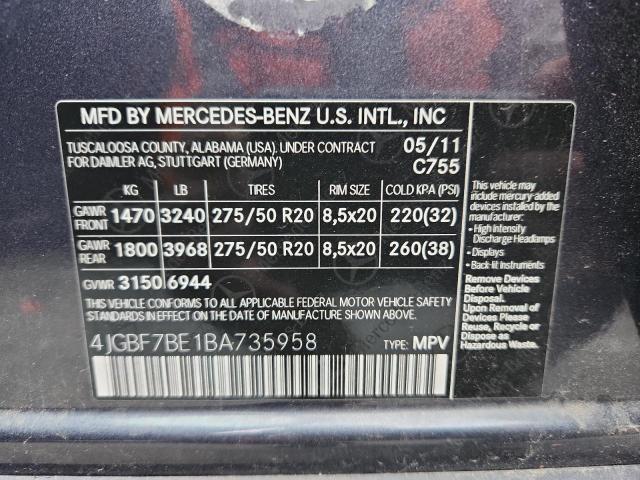 2011 MERCEDES-BENZ GL 450 4MA #3302904914