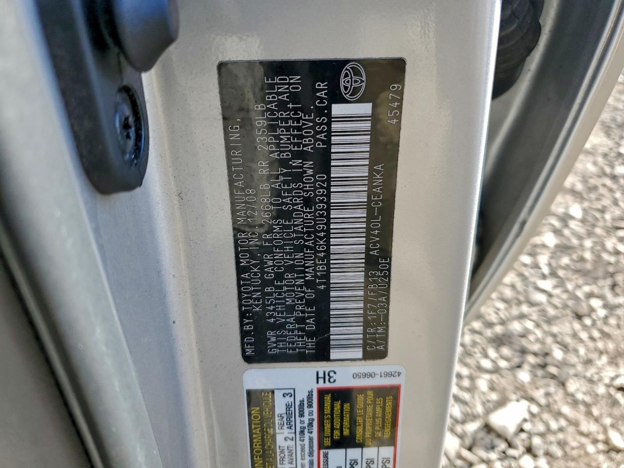 Lot #3296943840 2009 TOYOTA CAMRY BASE