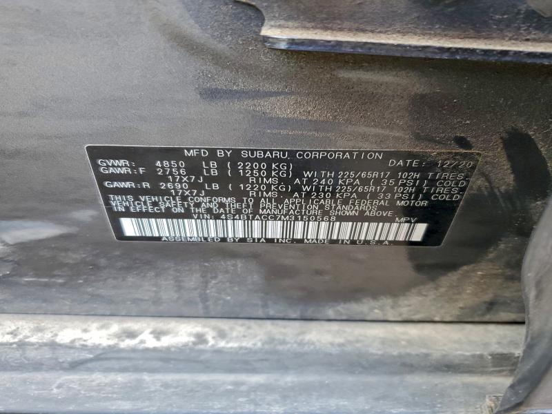 2021 SUBARU OUTBACK PR #3297120499