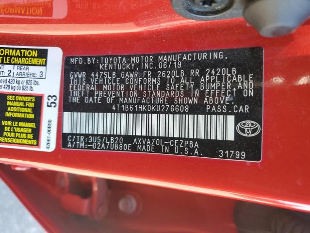 2019 TOYOTA CAMRY XSE #3284610380