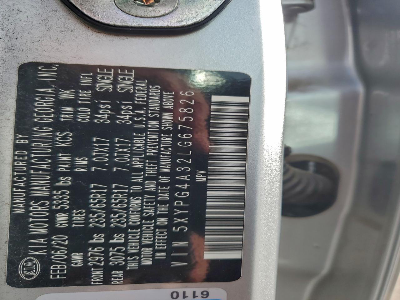 Lot #3318864921 2020 KIA SORENTO L