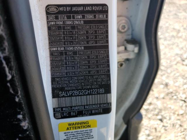 2016 LAND ROVER RANGE ROVE #3302697033