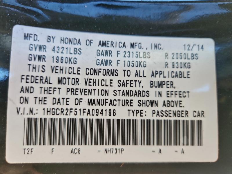2015 HONDA ACCORD SPO #3296998822