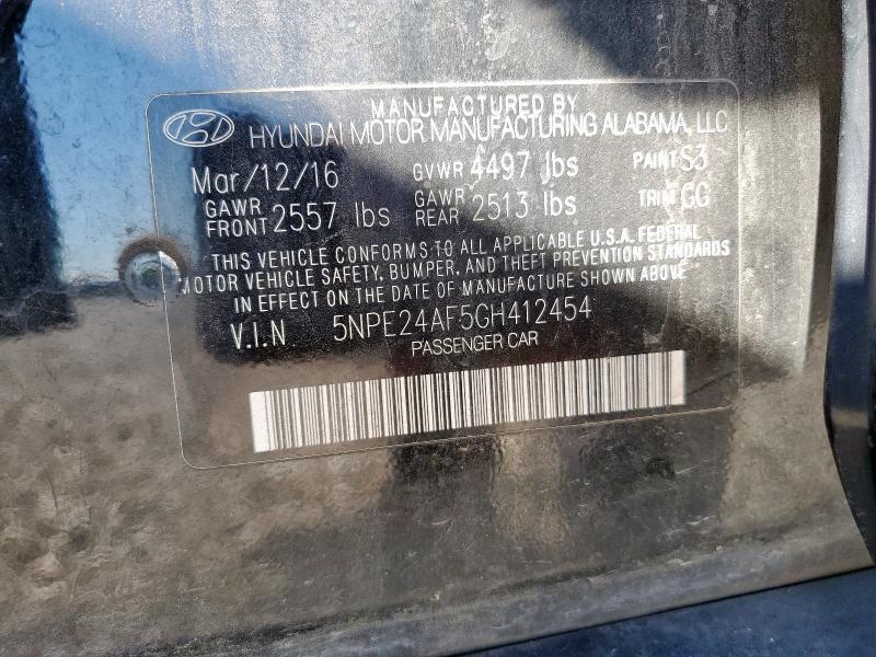 2016 HYUNDAI SONATA SE 5NPE24AF5GH412454