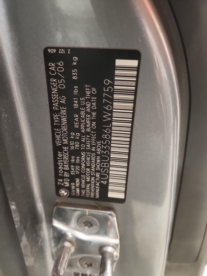 Lot #3302923100 2006 BMW Z4 3.0