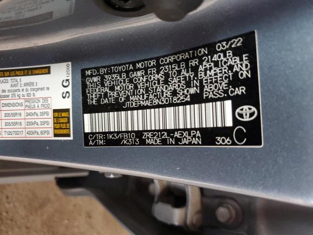2022 TOYOTA COROLLA LE #3298045162