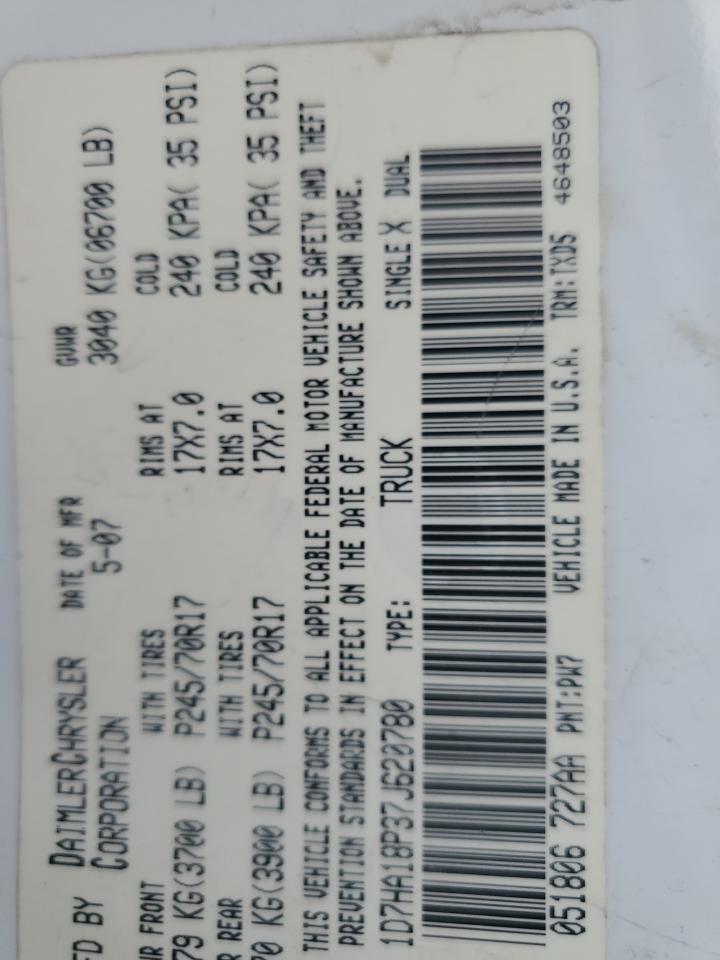 Lot #3286785898 2007 DODGE RAM 1500 S