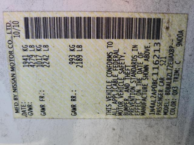 2011 NISSAN ALTIMA BAS #3296326452