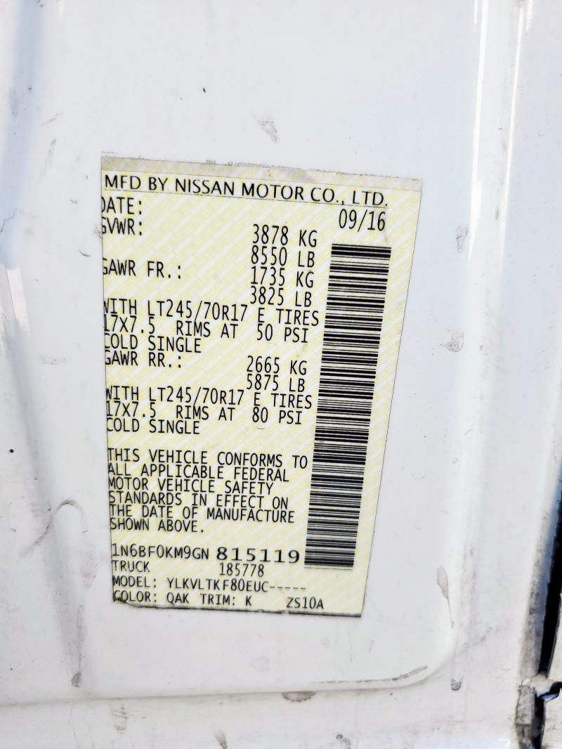 2016 NISSAN NV 1500 #3279514251