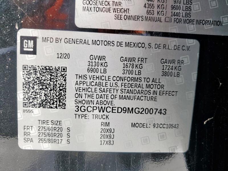 2021 CHEVROLET SILVERADO #3305359303