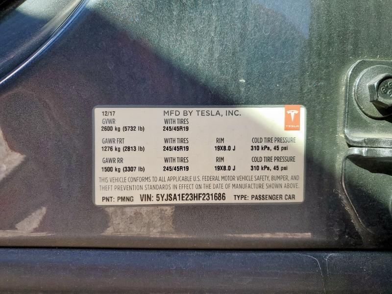 2017 TESLA MODEL S 5YJSA1E23HF231686