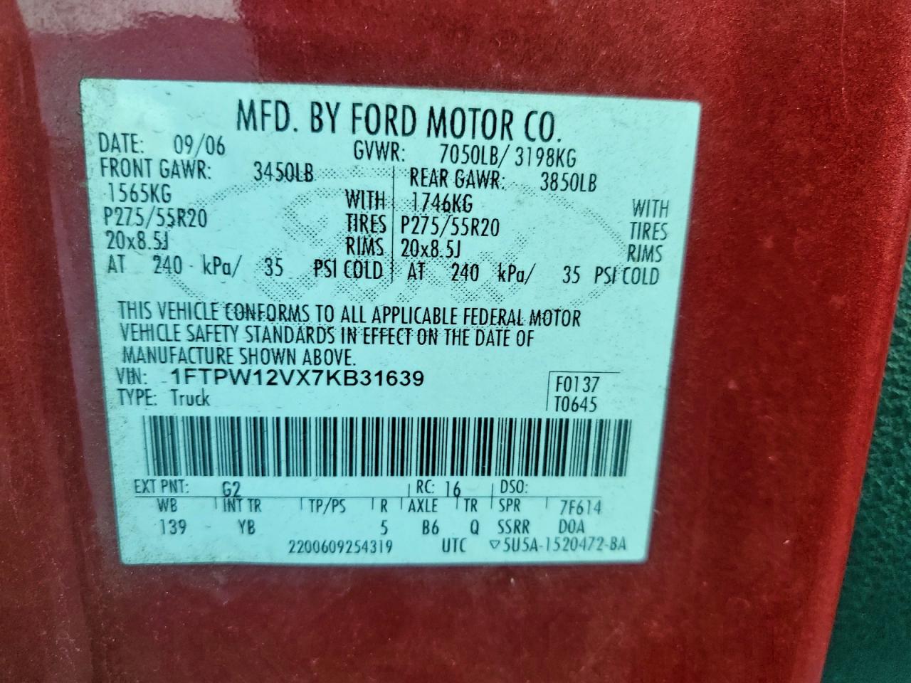 Lot #3298067132 2007 FORD F150 SUPER